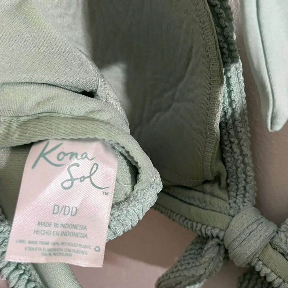 Kona Sol Mint Green Pucker Tie-Front Bikini - Picture 5 of 5